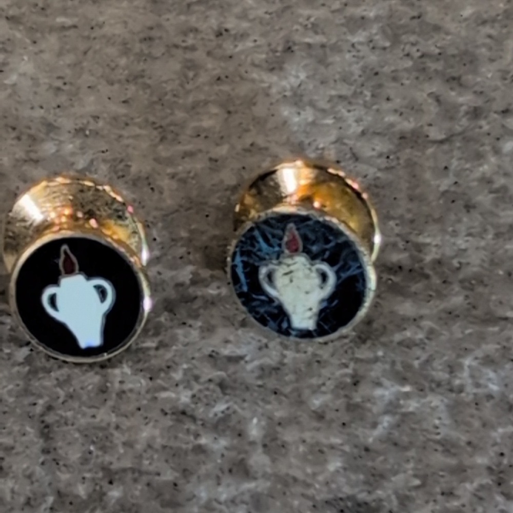 Vintage 1/20 10KT Gold Filled Lamp of Knowledge Nursing Enamel Lapel Pins Set 2 - Picture 1 of 5
